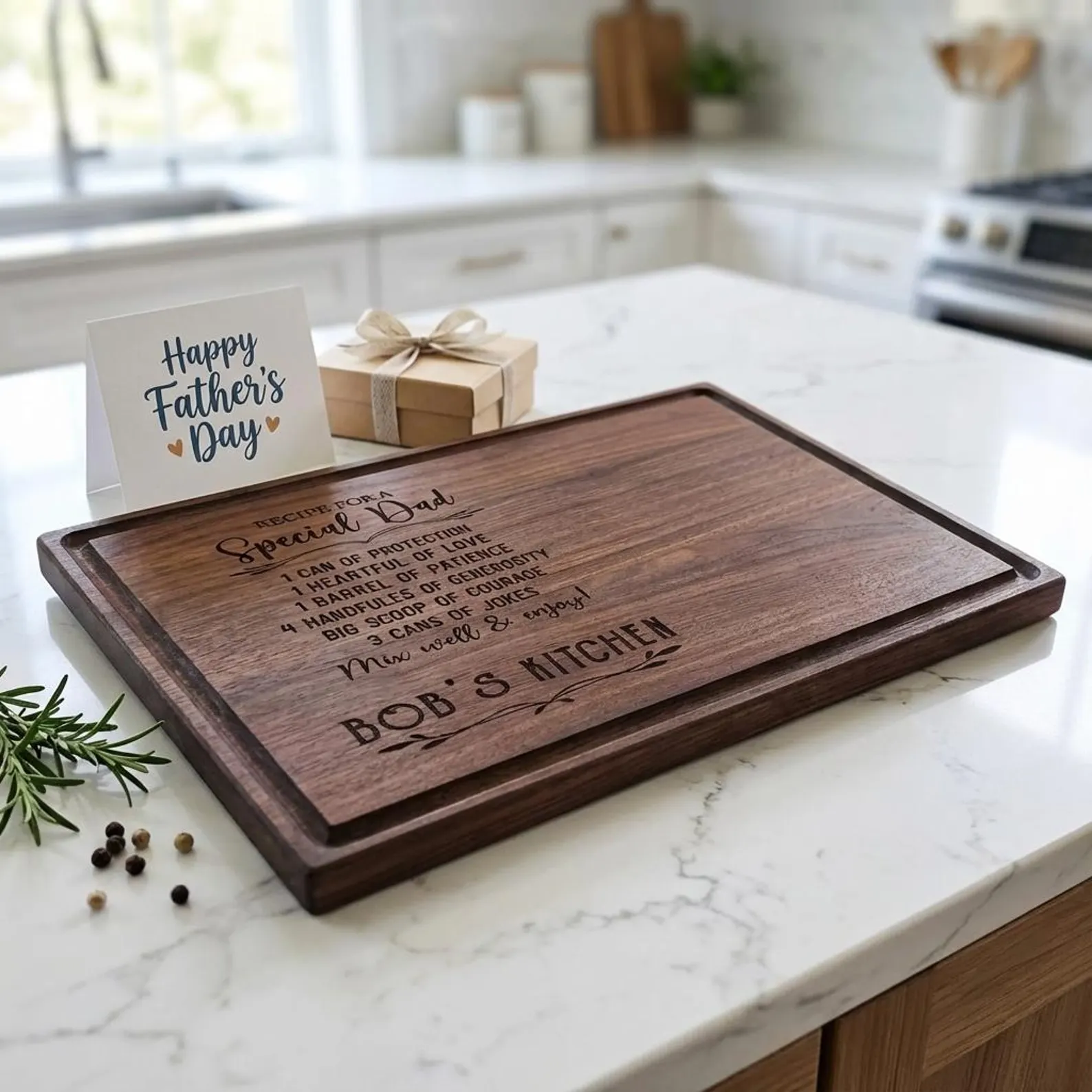 Walnut cutting board with juice groove