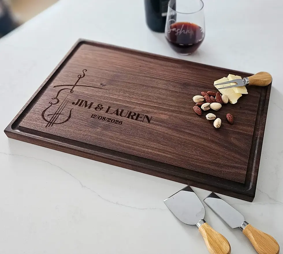Miniature : Planche à Découper Violon Personnalisée | Cadeau Musical de Charcuterie Gravé
