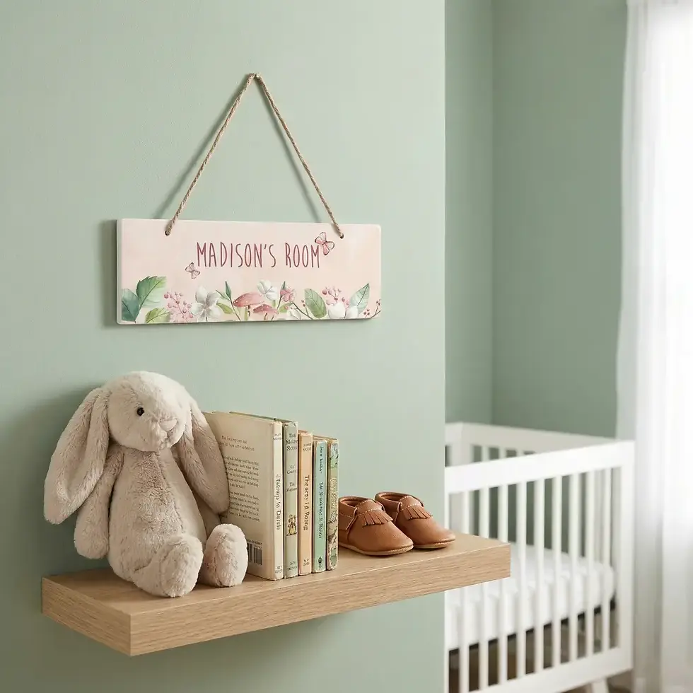 Thumbnail: Personalized Kids Room Door Sign – Custom Printed Ceramic Name Plaque