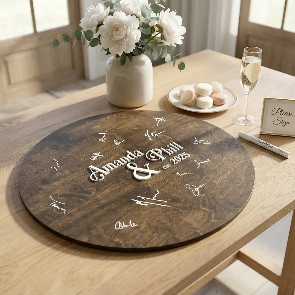 Thumbnail: Personalized 3D alternative guest book wood Sign
