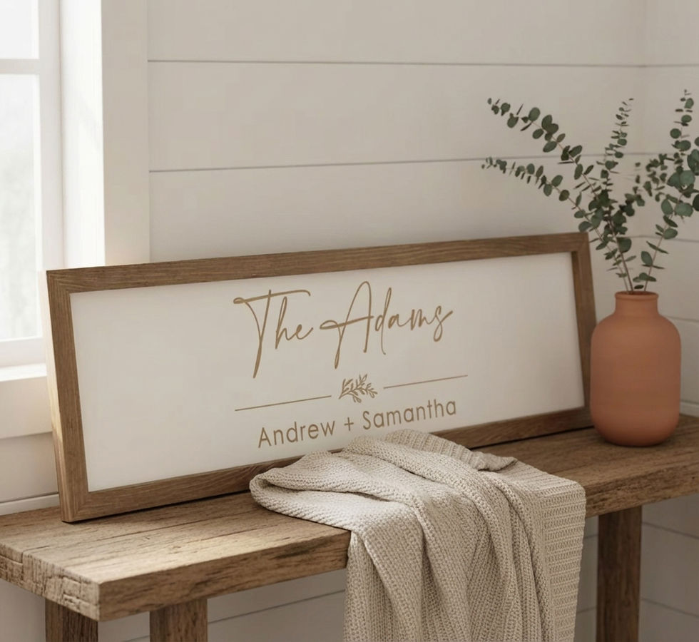 Thumbnail: Personalized Rustic Farmhouse Wood Sign - Custom Engraved Family Name Wall Decor