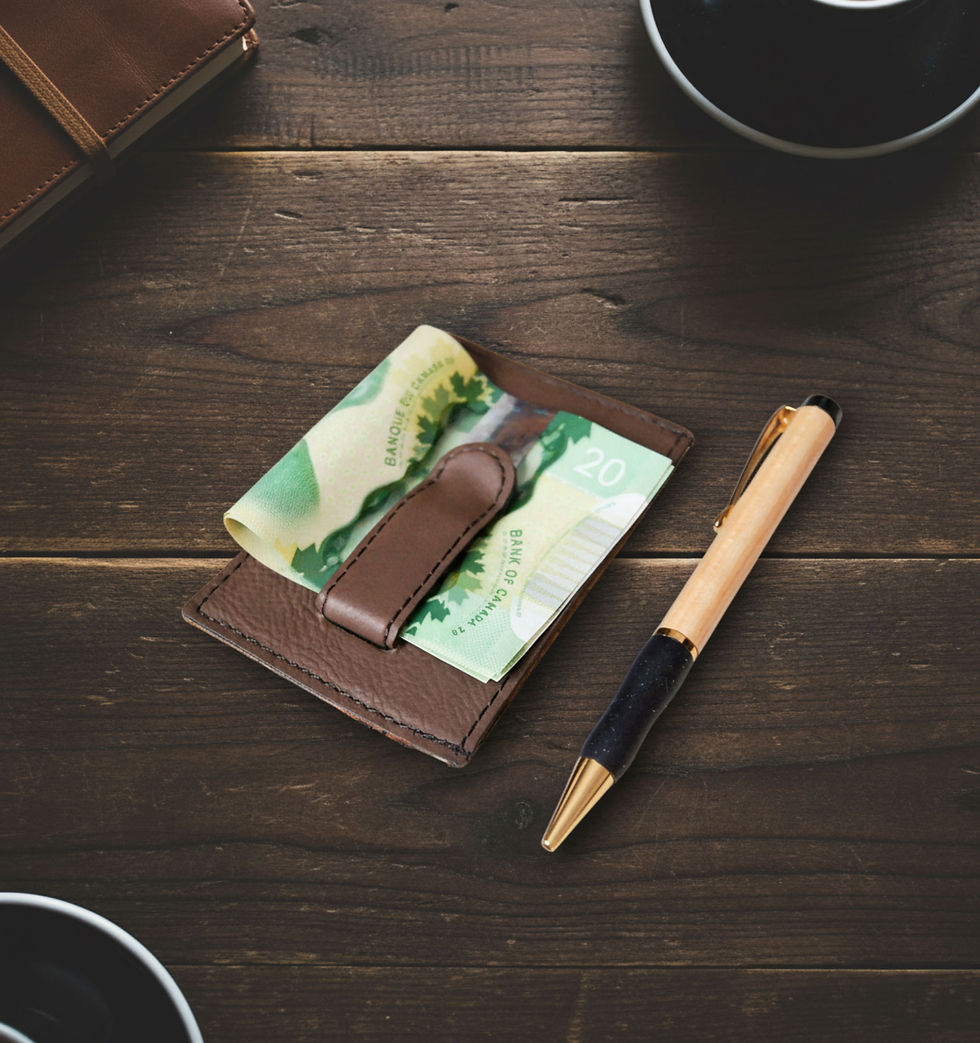 Thumbnail: Personalized Vegan Leather Money Clip for Men | Custom Engraved Gift for Him