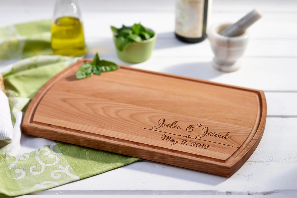 Thumbnail: Personalized Cutting Board - Laser Engraved with Couple's Names and Wedding Date