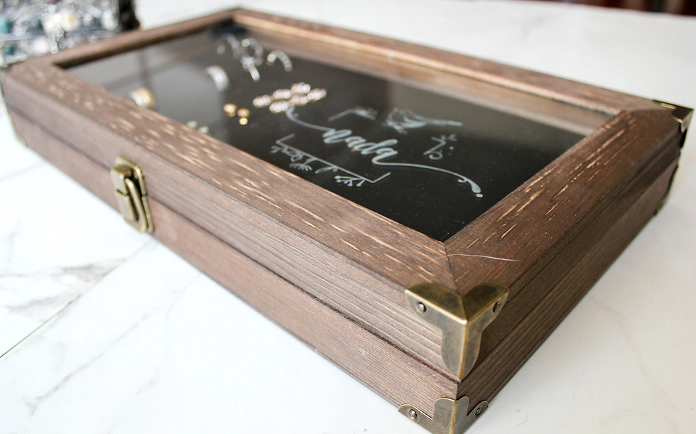 Thumbnail: Personalized Wooden Jewelry Box with Glass Lid | Perfect Gift for Mom