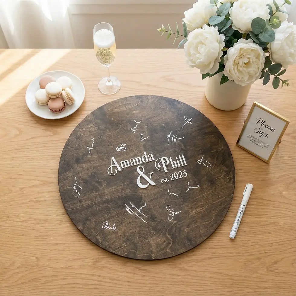 Thumbnail: Personalized 3D alternative guest book wood Sign