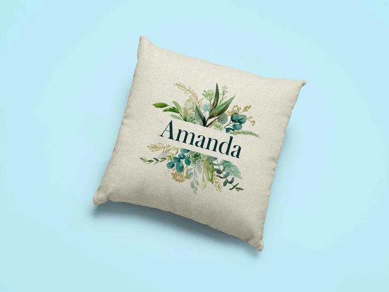 Miniature : Housse de coussin en lin personnalisée – Cadeau familial sur mesure