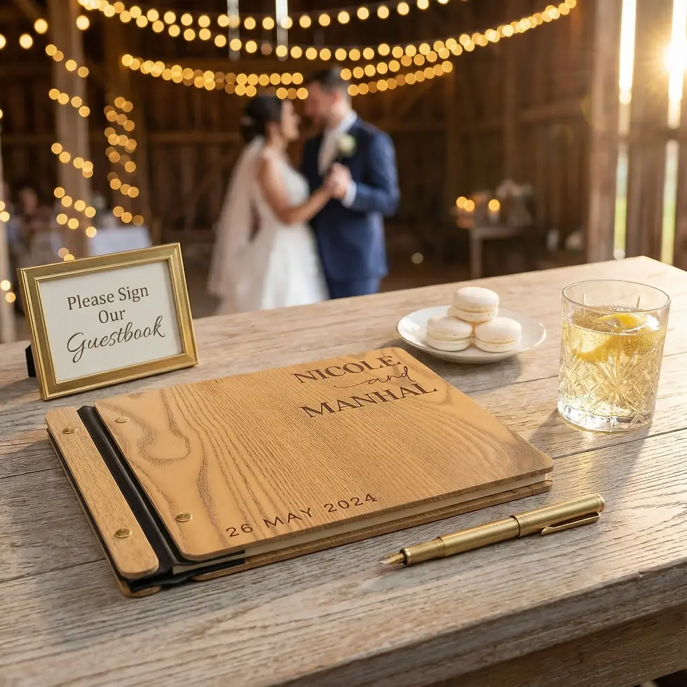 Thumbnail: Personalized Wooden Wedding Guestbook - Wedding Day Essential