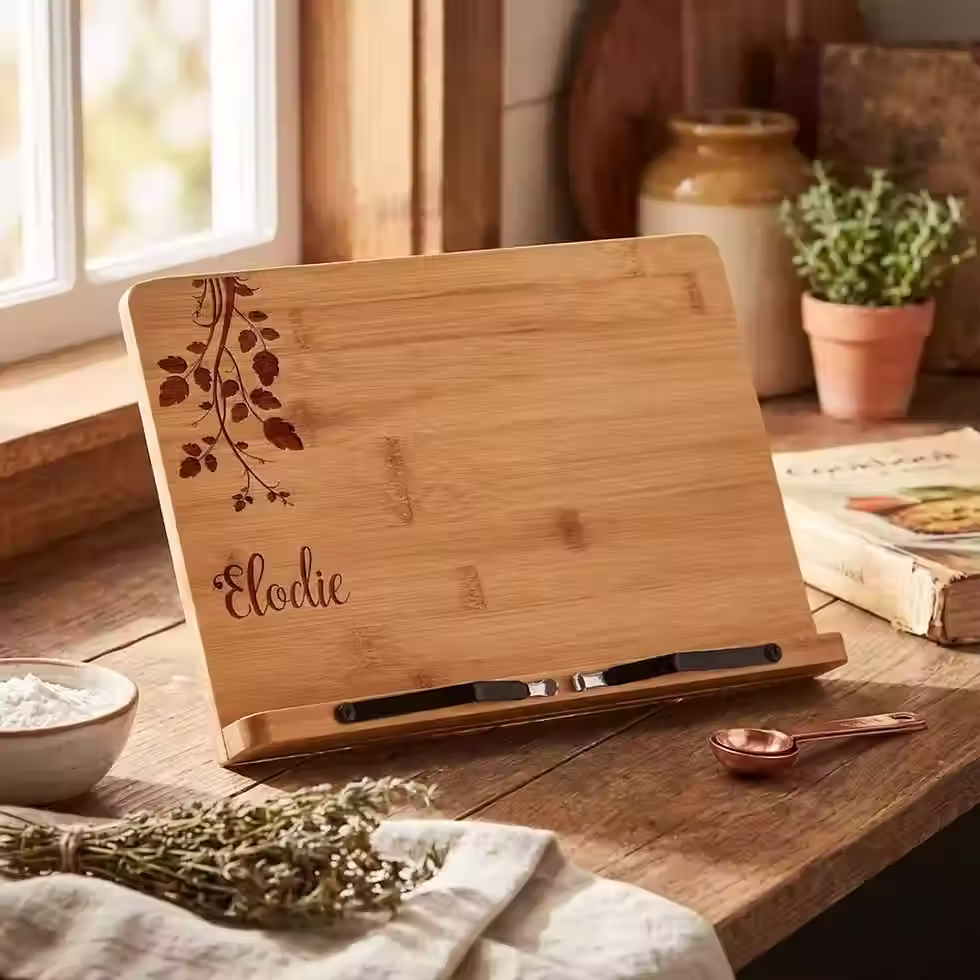 Miniature : Porte-recettes personnalisé en bambou | Support iPad sur mesure pour la cuisine