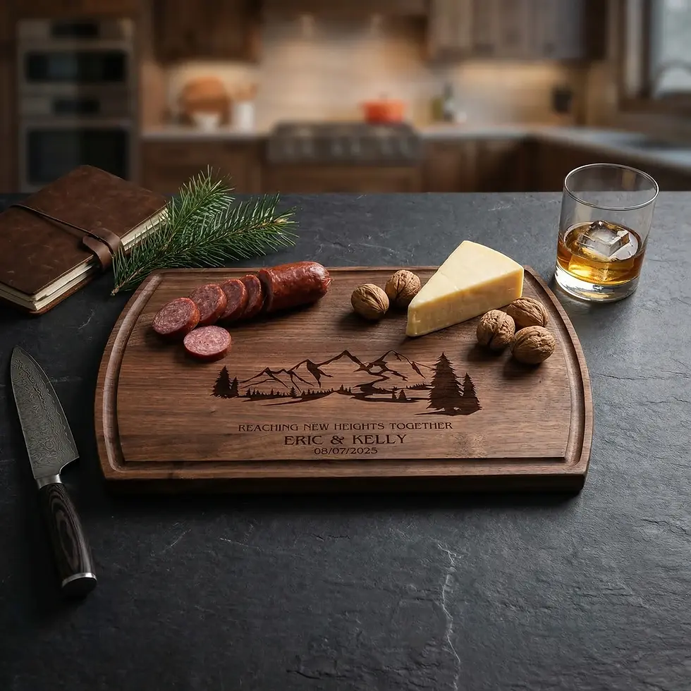 Miniature : Planche à découper personnalisée en pin des montagnes | Planche à charcuterie gravée
