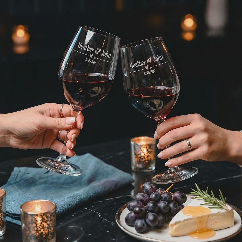 Thumbnail: Valentine's Day Personalized Wine Glasses | Custom Couple Gift