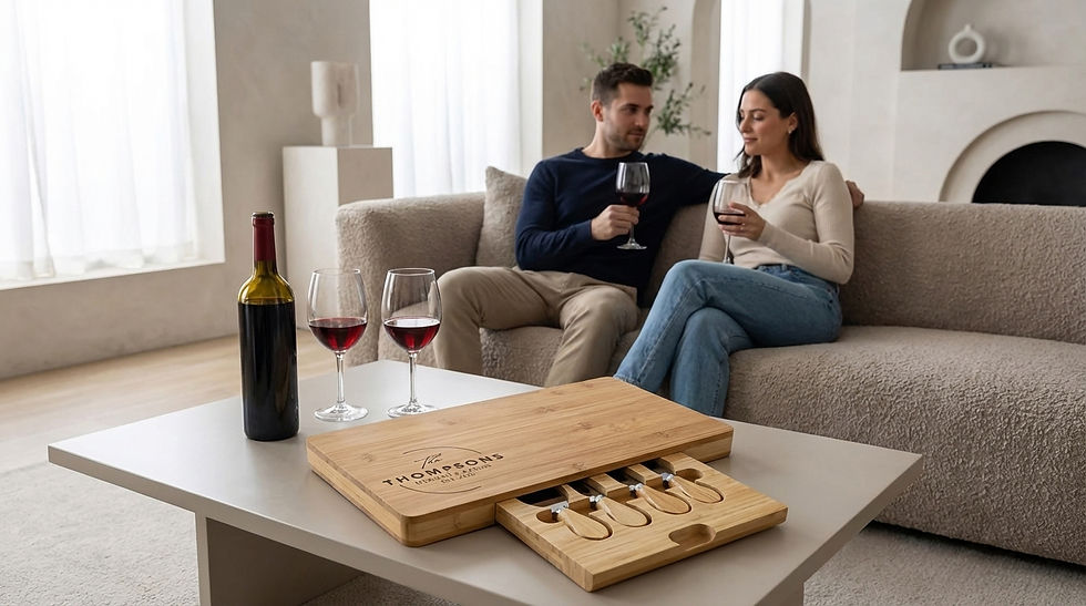 Miniature : Cadeau de mariage personnalisé Canada | Coffret de charcuterie gravé
