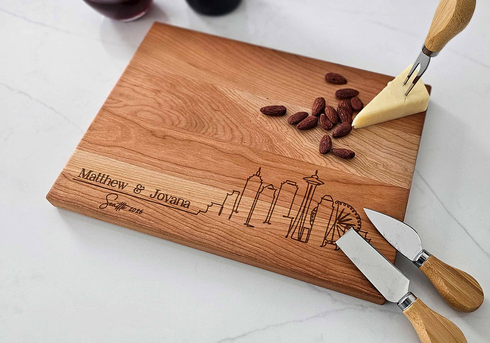 Thumbnail: Personalized Cherry Wood cutting board for the couple