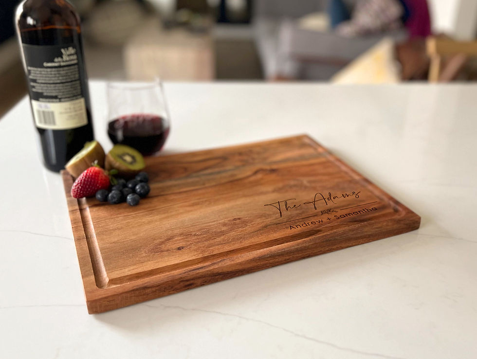 Thumbnail: personalized Acacia wood cutting board.