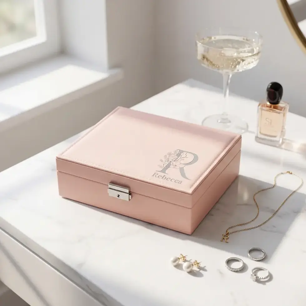 Thumbnail: Personalized Pink Leatherette Jewelry Case – The Perfect Mother’s Day Gift