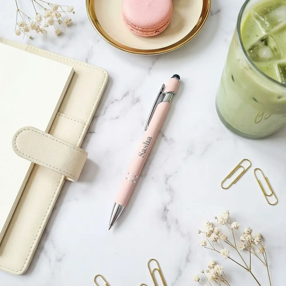 Thumbnail: Personalized Metal Ballpoint Pen with Stylus - Custom Engraved Name