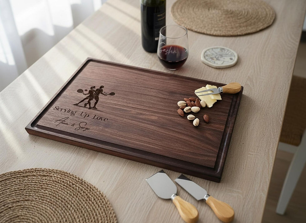 Miniature : Planche à découper de tennis personnalisée — Cadeau de charcuterie gravé pour partenaires