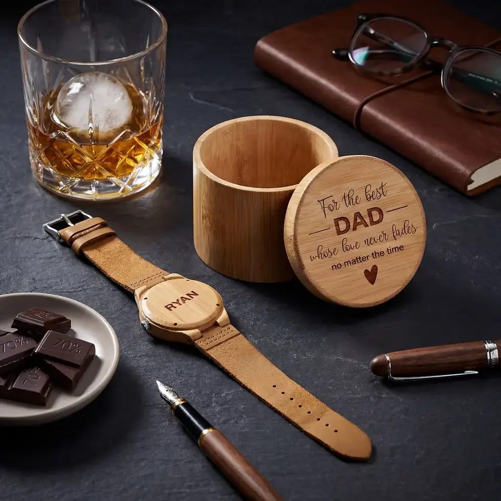 Thumbnail: Personalized Bamboo Watch in a Box - Unique Father’s Day Gift