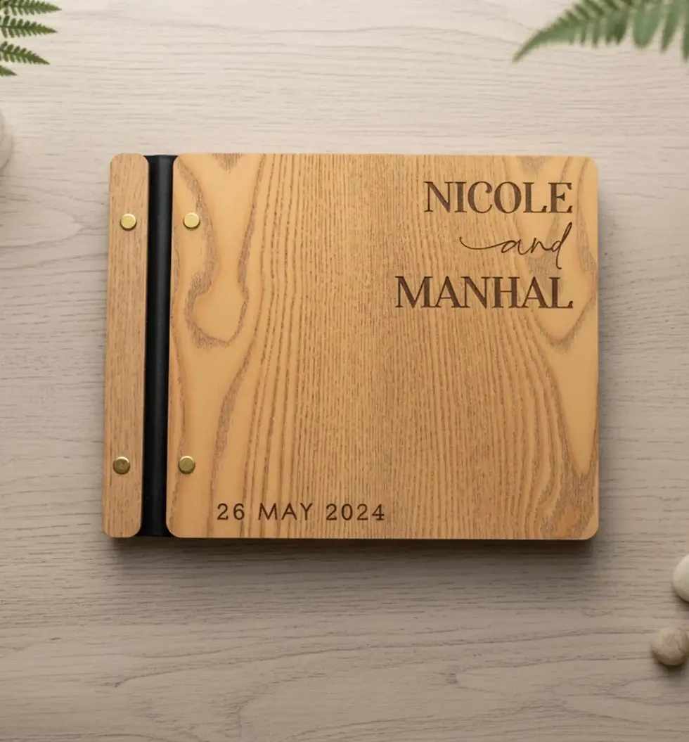 Thumbnail: Personalized Wooden Wedding Guestbook - Wedding Day Essential