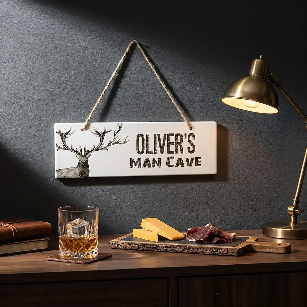 Thumbnail: Personalized ceramic sign printed with man cave