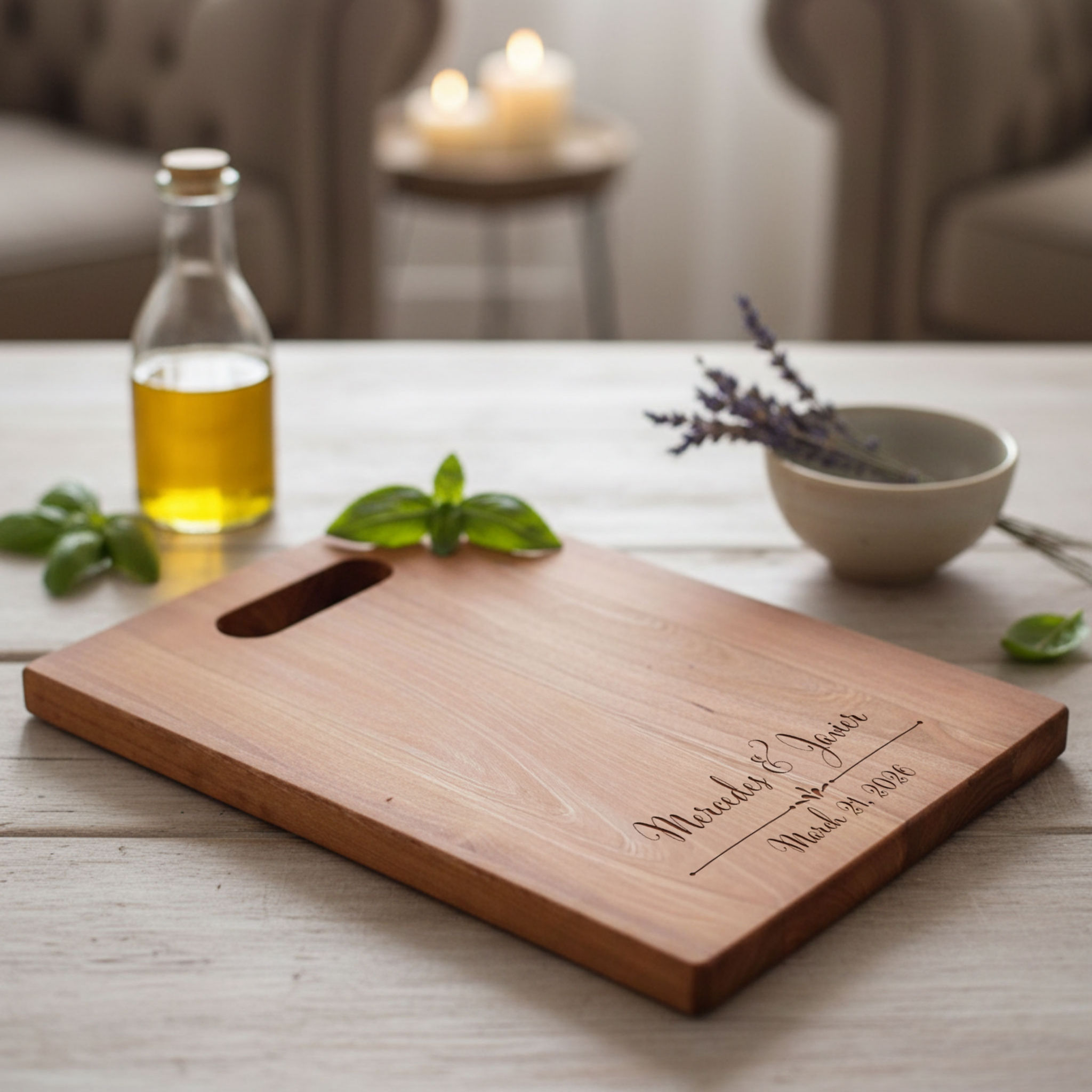 Planche à découper personnalisée avec poignée - Cadeau de pendaison de crémaillère