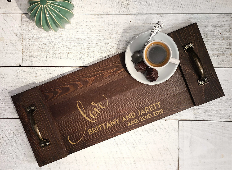 Thumbnail: Personalized Serving Tray with Handles | Custom Wedding Gift