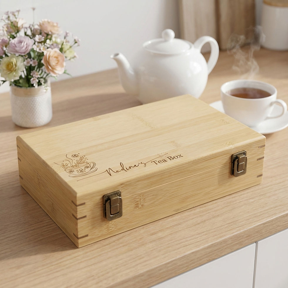 Thumbnail: Personalized Bamboo Tea Box for Her - Custom Engraved Gift | Canada