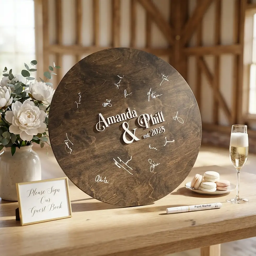 Thumbnail: Personalized 3D alternative guest book wood Sign