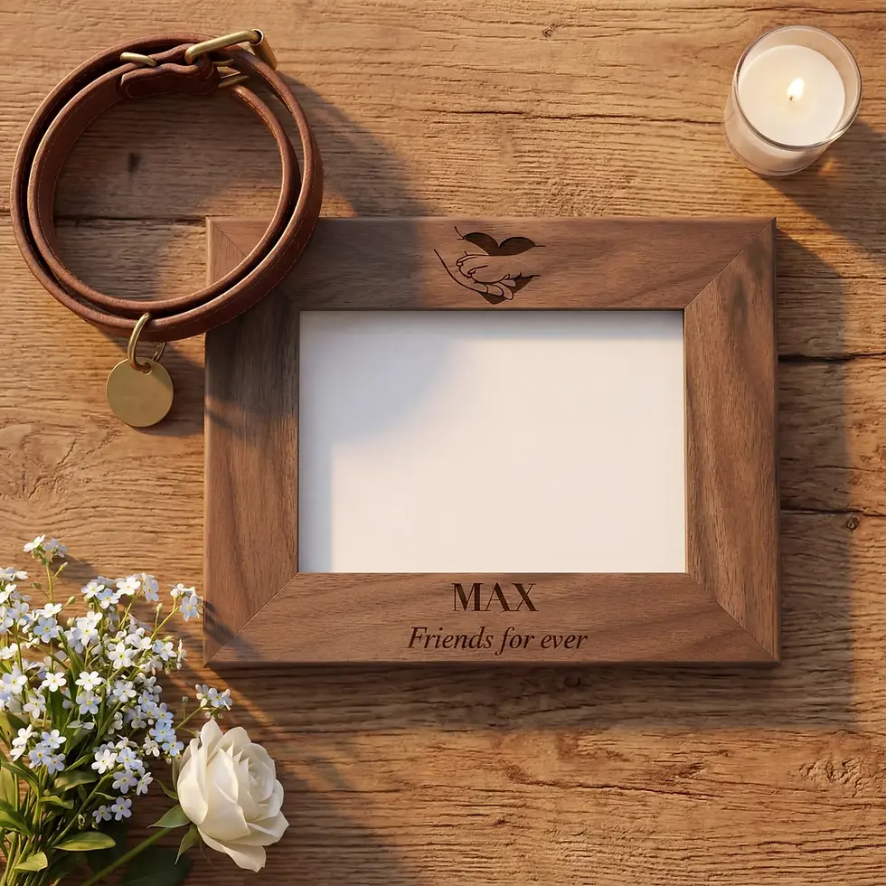 Thumbnail: High quality wood pet lover frame for 4x6 or 5x7 photos in a sunlit modern living room.
