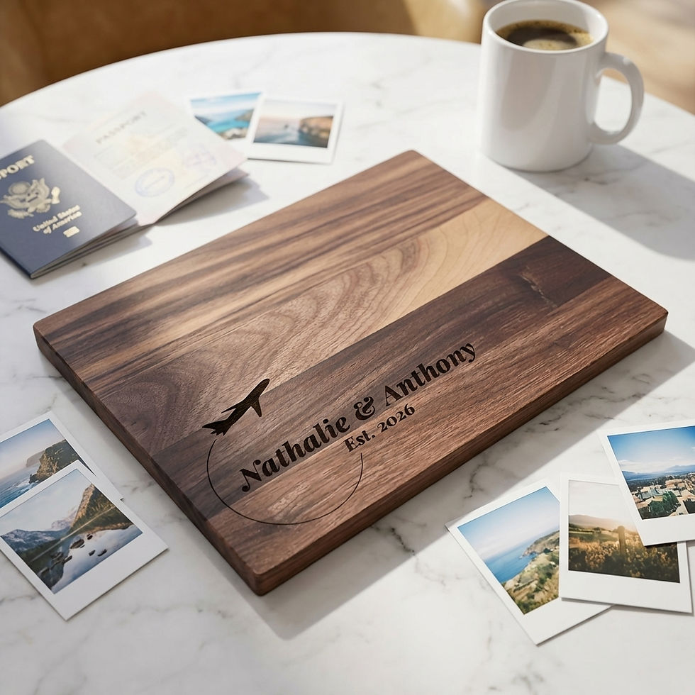 Miniature : Planche à découper de voyage personnalisée - Cadeau de charcuterie gravé sur mesure