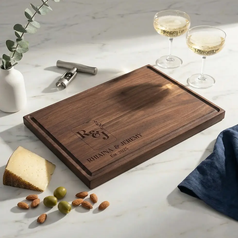 Thumbnail: Custom Monogrammed Cutting Board for Couples — Personalized Wedding Gift