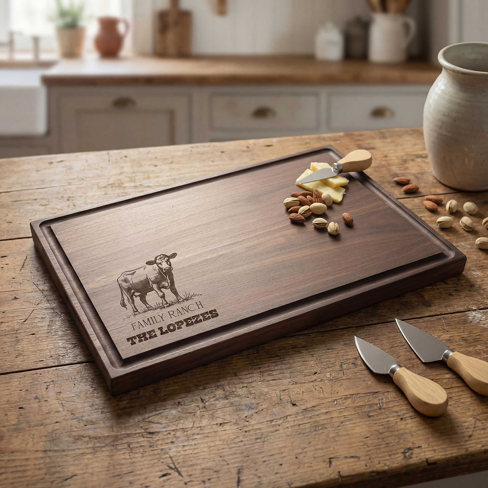 Miniature : Planche à découper personnalisée style ranch | Cadeau personnalisé pour la ferme