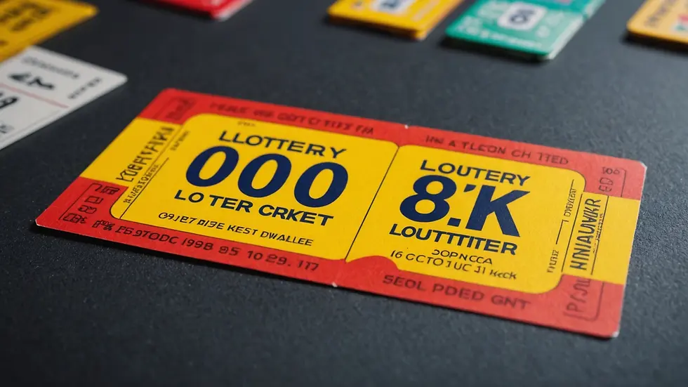 Wide angle view of a lottery ticket with vibrant colors