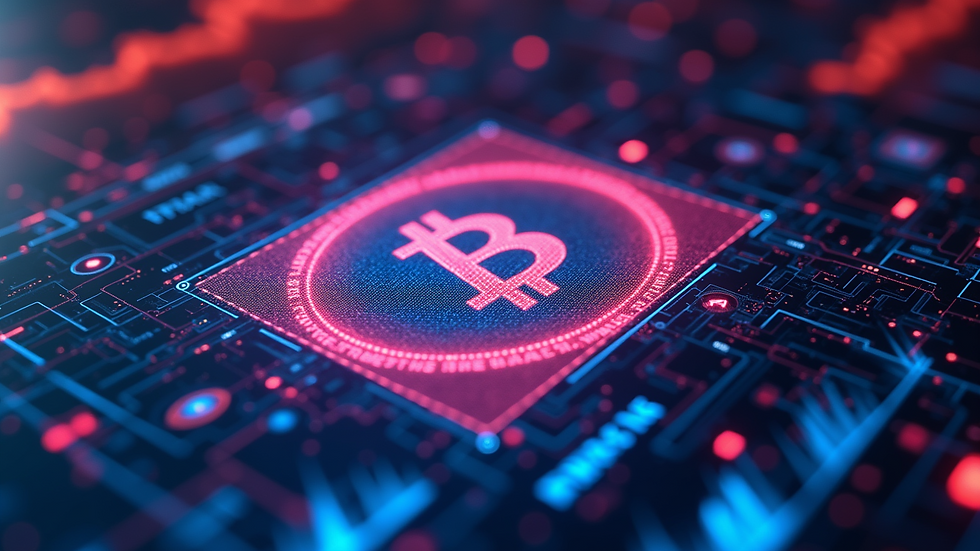 Eye-level view of a futuristic digital currency concept