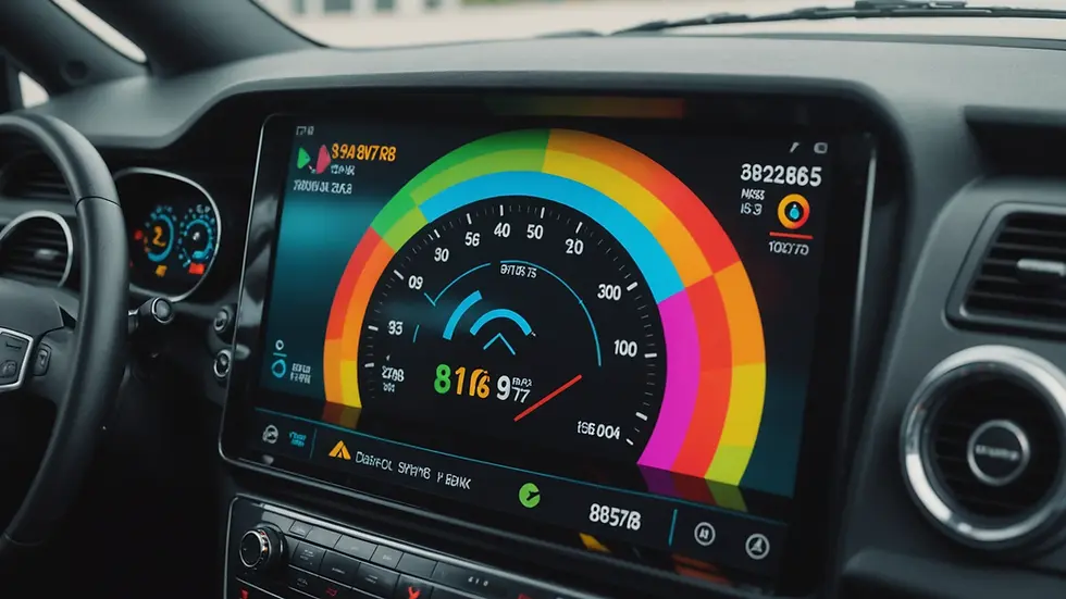 Close-up view of the surfing dashboard displaying rainbow-colored buttons and stats