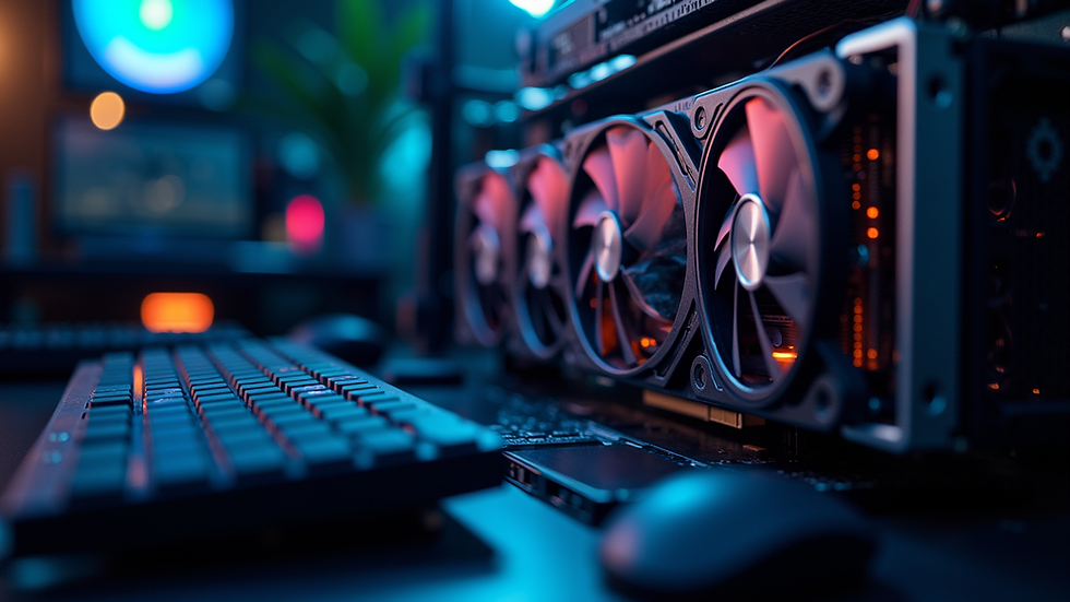 Close-up view of a cryptocurrency mining rig