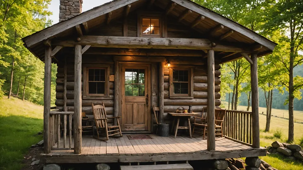 Eye-level view of a rustic Appalachian cabin
