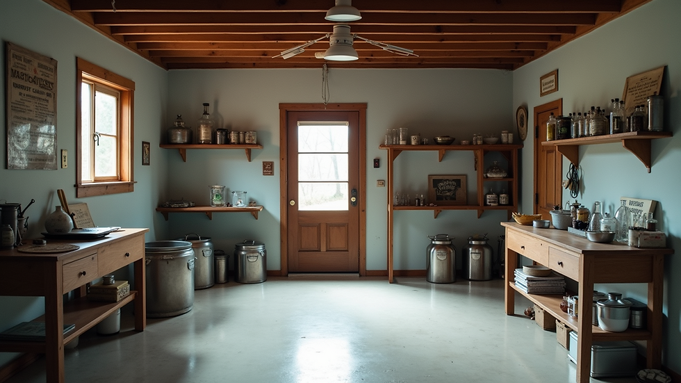 Eye-level view of a freshly painted white floor in a moonshine shack