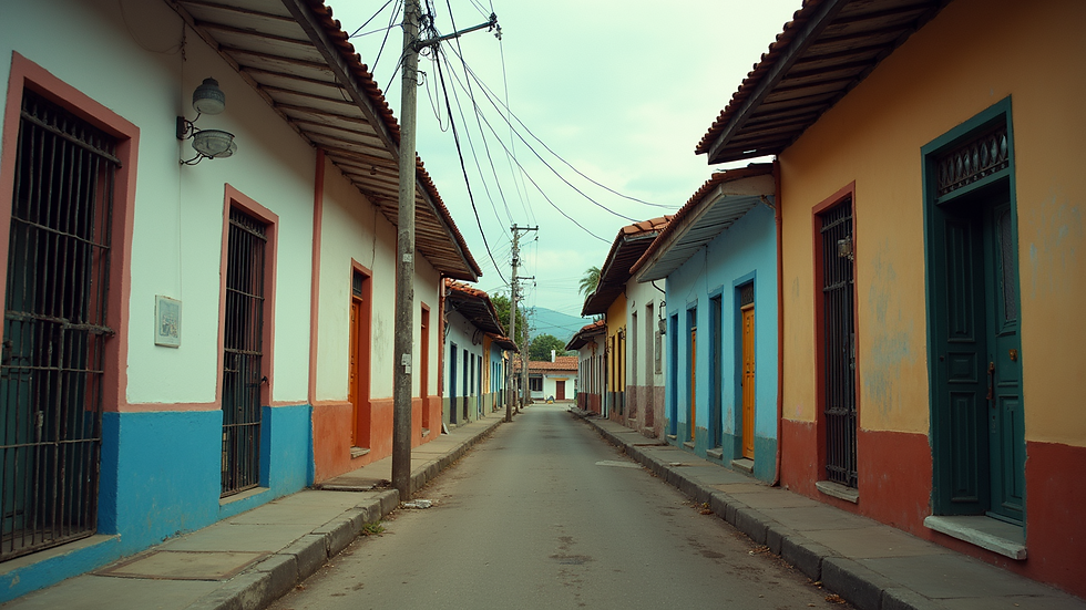 High angle view of a deserted street in El Salvador