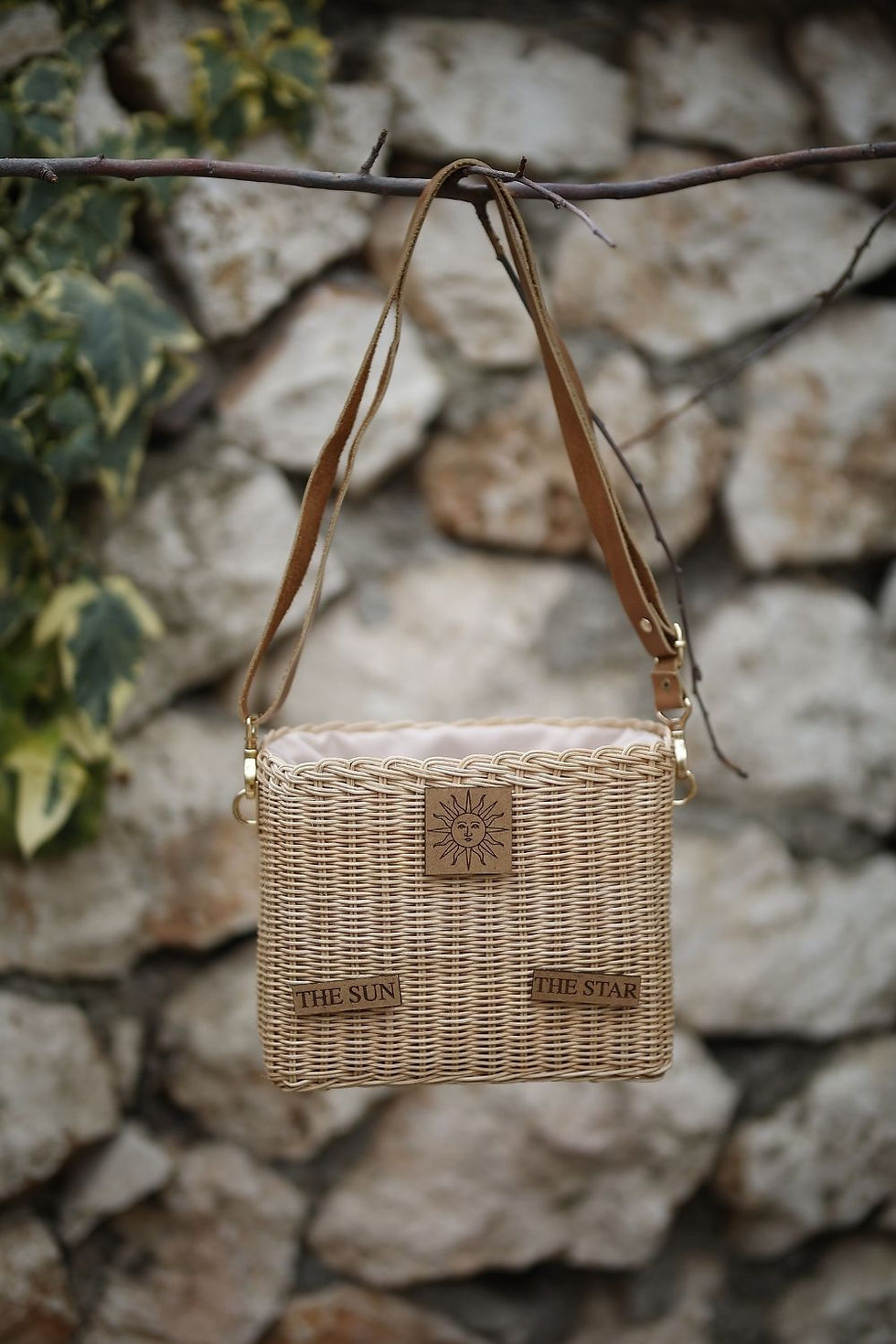 Thumbnail: Bamboo Handmade Square Bag with Tarot Badges Dreamed By Bamboom