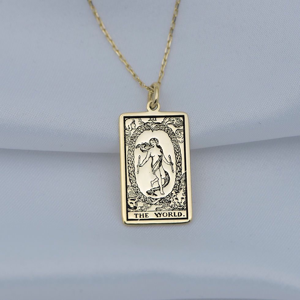 Thumbnail: The World Tarot Engraved 925 Sterling Silver Pendant Necklace