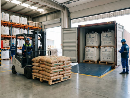 Food raw material supply chain operations with bulk agricultural products prepared for export by Tuna Sourcing.