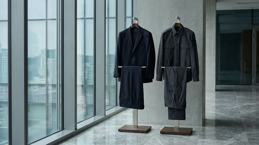 Özel güvenlik üniformalarında profesyonel görünüm, kurumsal güvenlik giyimi, Persona Grata tasarım yaklaşımı