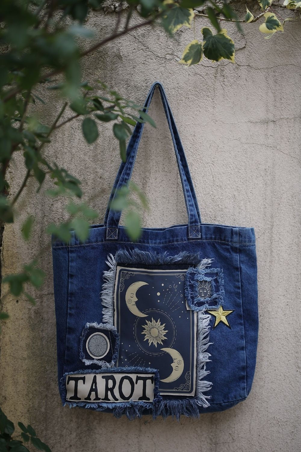 Tarot Card Moon Themed Denim Bag Dreamed By Persona Grata