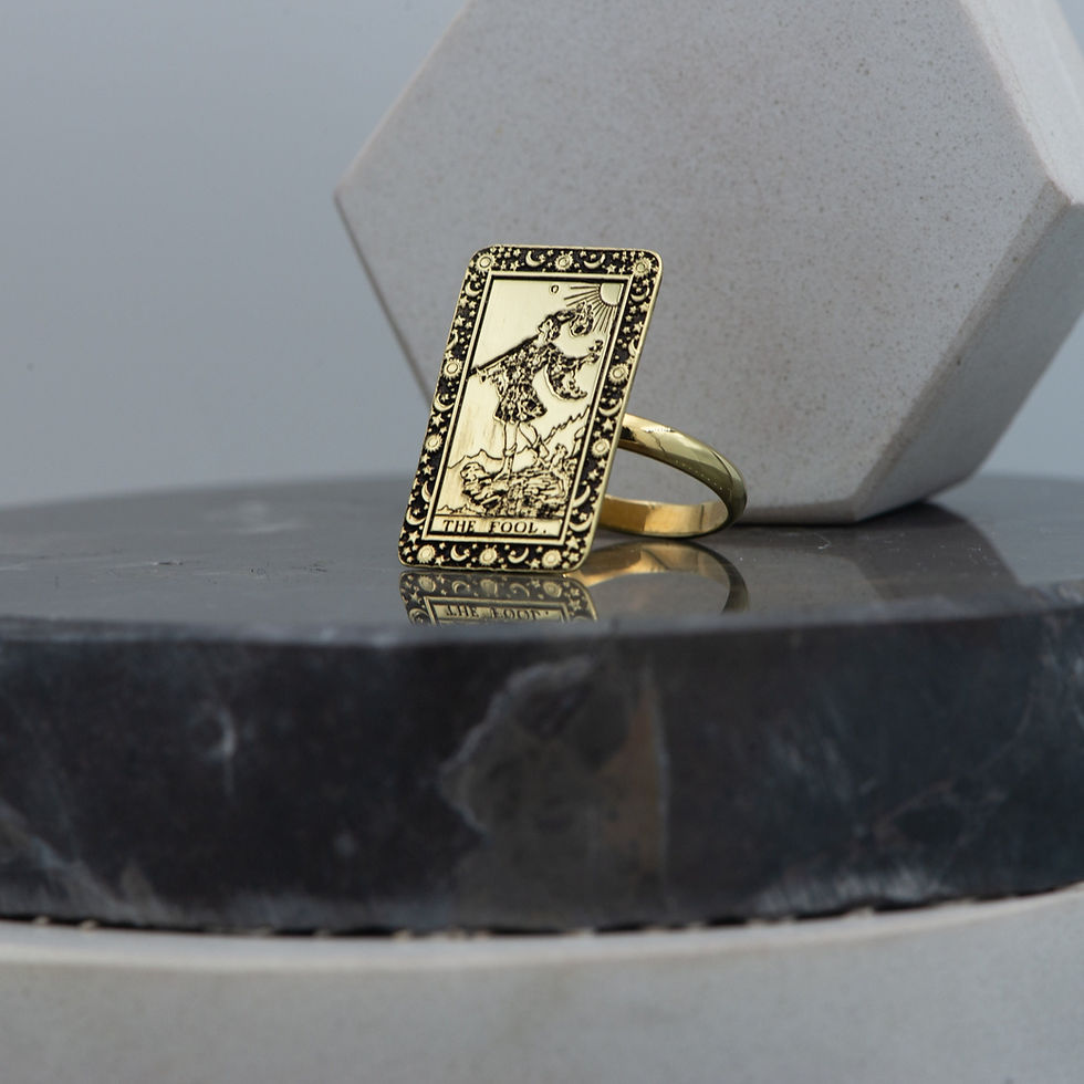 Thumbnail: The Fool Tarot Card Engraved 925 Sterling Silver Band Ring