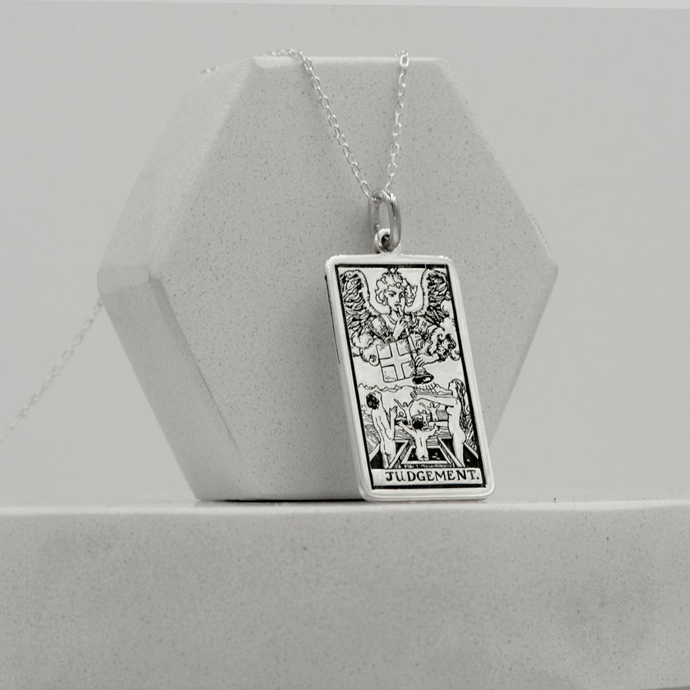 Thumbnail: The Judgement Tarot Engraved 925 Sterling Silver Pendant Necklace