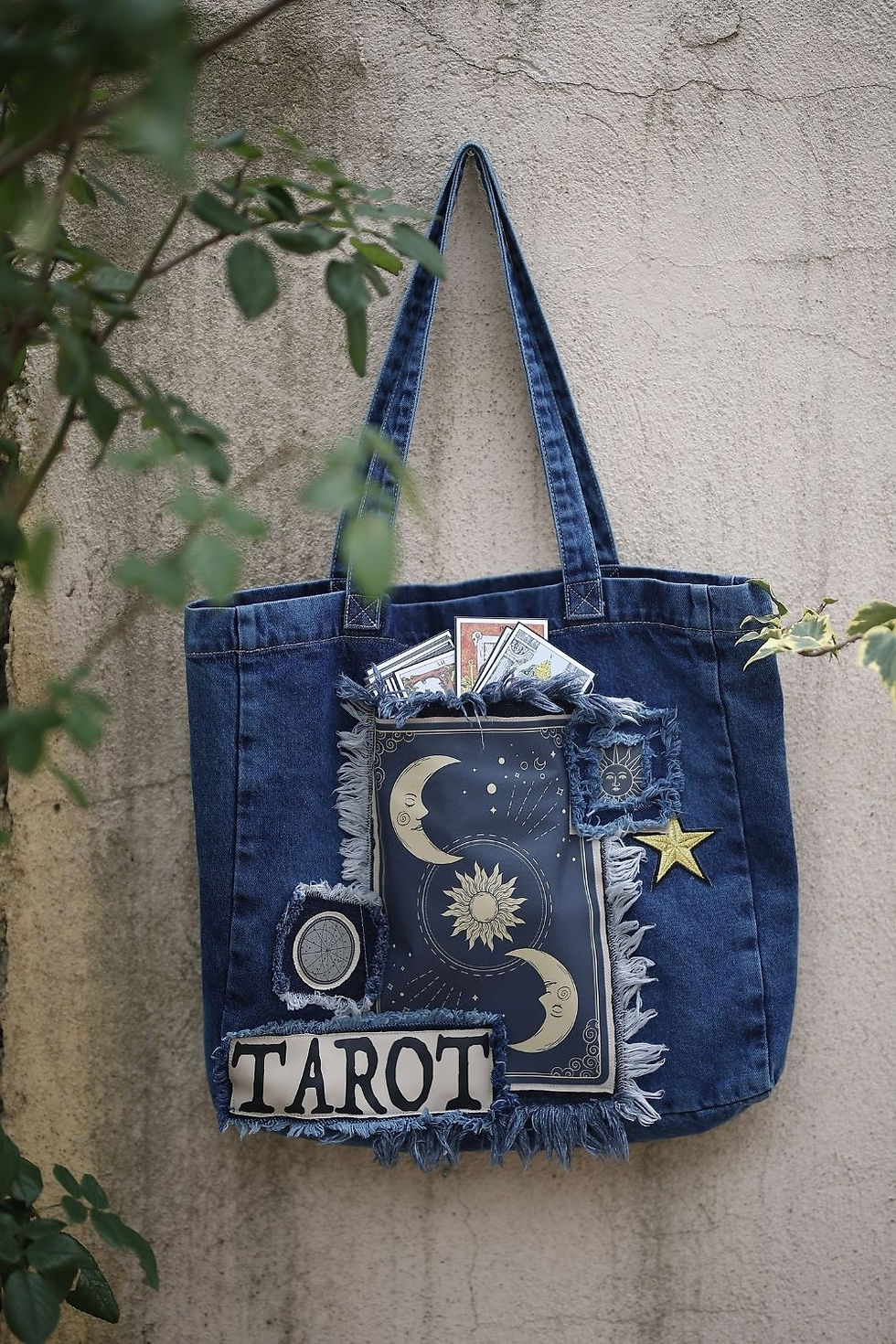 Thumbnail: Tarot Card Moon Themed Denim Bag Dreamed By Persona Grata