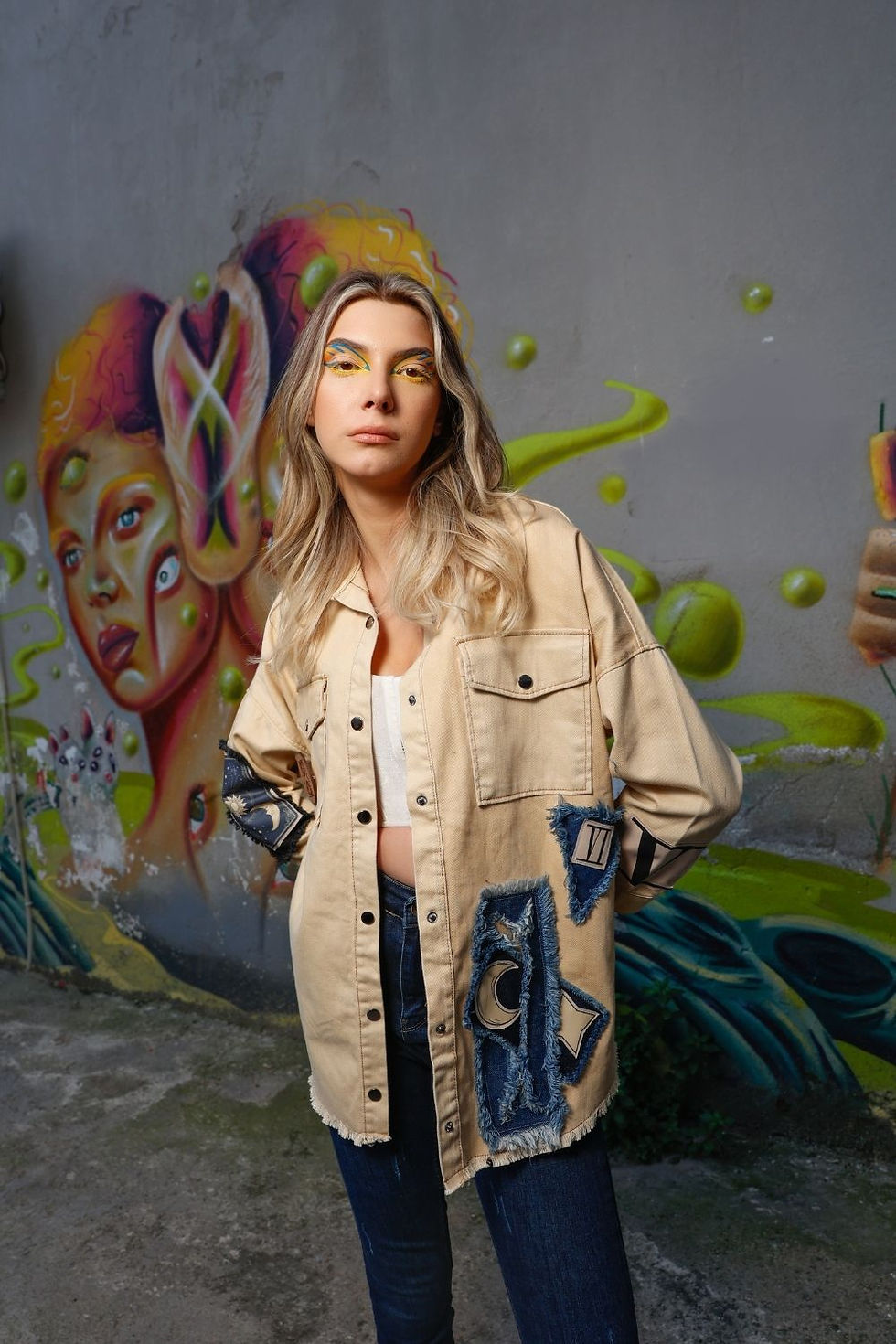 Thumbnail: Tarot Themed Cream Denim Shirt Dreamed By Persona Grata