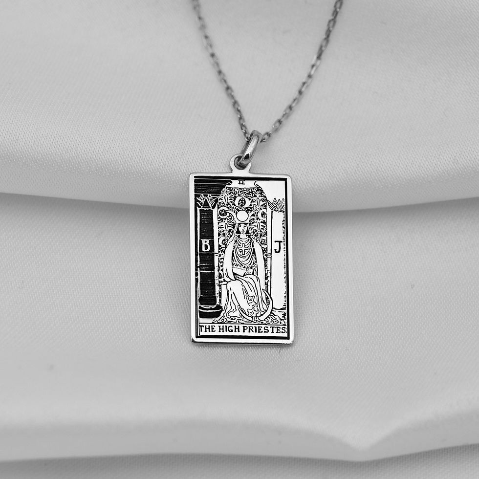 Thumbnail: The High Priestess Tarot Engraved 925 Sterling Silver Pendant Necklace