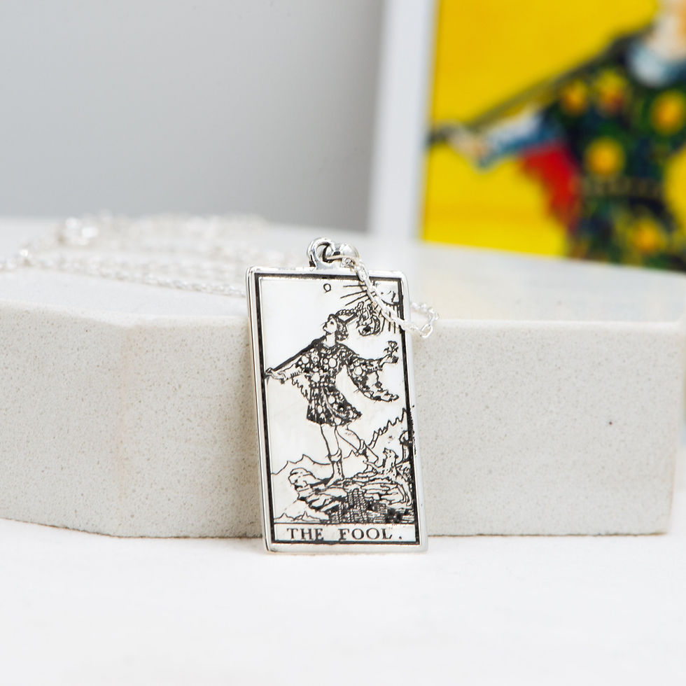 Thumbnail: The Fool Tarot Engraved 925 Sterling Silver Pendant Necklace