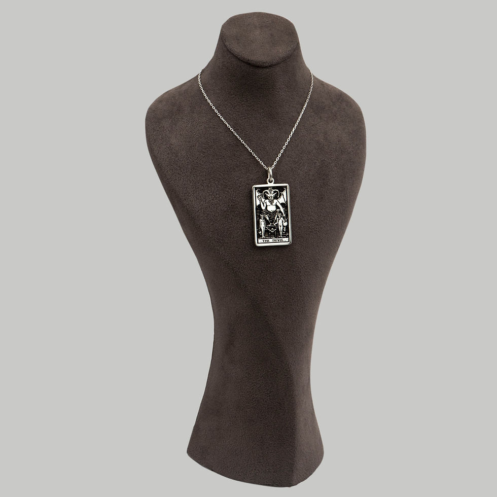 Thumbnail: The Devil Tarot Engraved 925 Sterling Silver Pendant Necklace